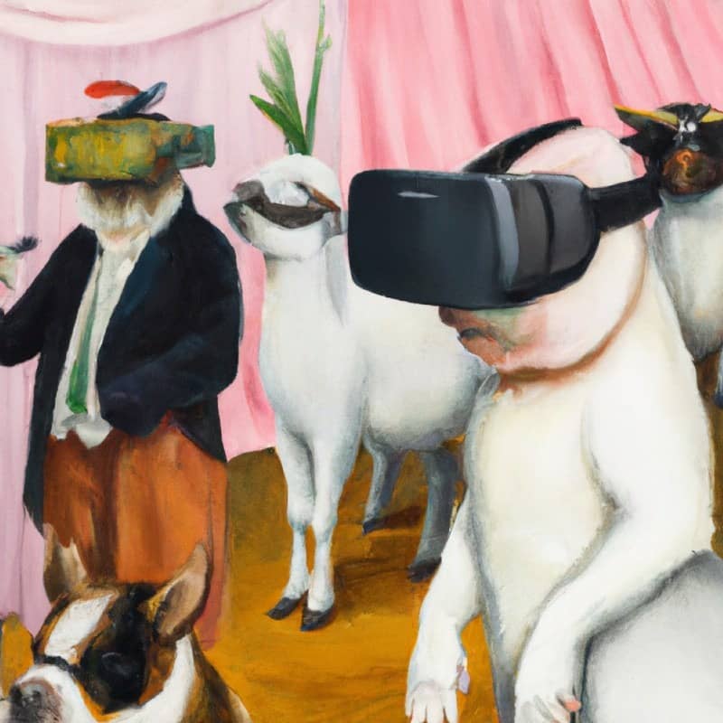 animals wearing VR headsets by Mark Whelan